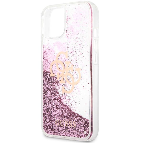 Guess 4G Logo Liquid Glitter Backcover Apple iPhone 13 - Roze