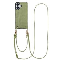 Selencia Nova Croco Telefoonhoes met Koord en Pashouder Apple iPhone 17 - Sage Green