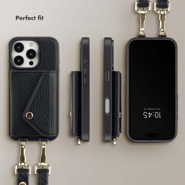 Selencia Sera Phone Case with Cord and Envelope Card Holder Apple iPhone 16 Pro - Black