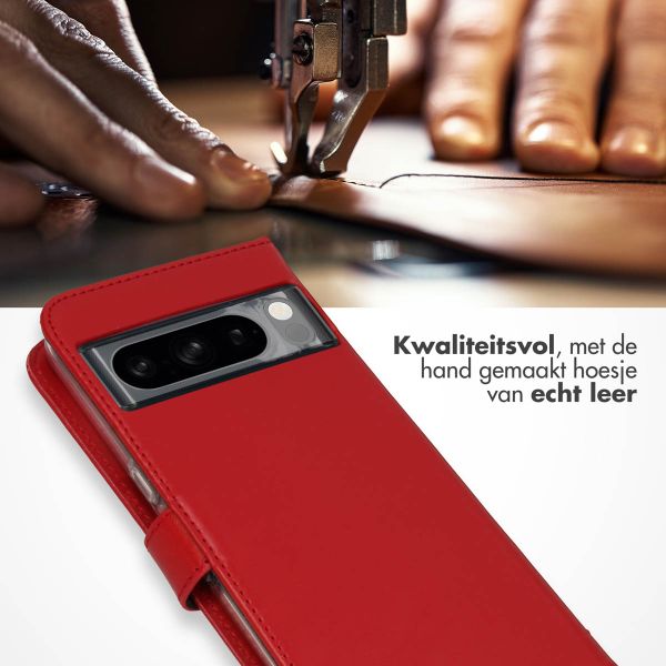 Selencia Echt Leren Bookcase Google Pixel 8 Pro - Rood