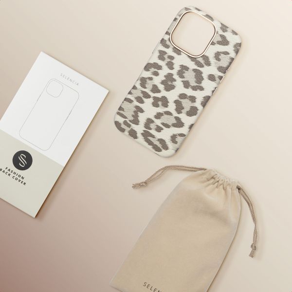 Selencia Sabi Back Cover Panther Print with MagSafe Apple iPhone 16 Pro - Soft Ivory