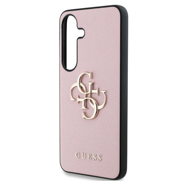 Guess 4G Metal Logo Saffiano Backcover Samsung Galaxy S25 - Roze