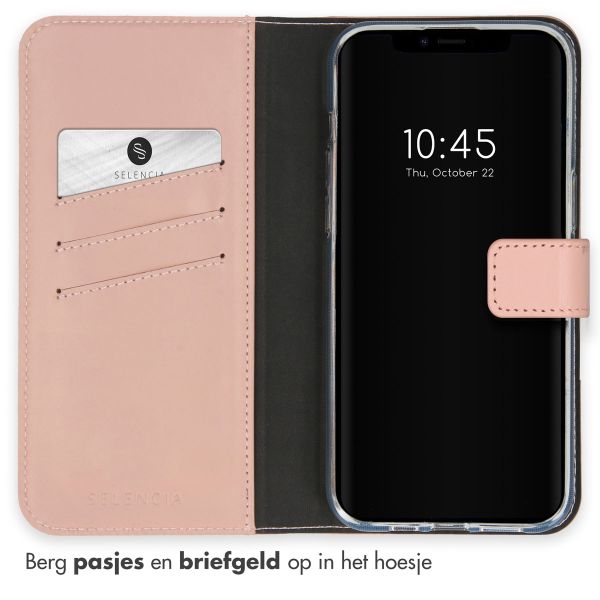 Selencia Echt Lederen Bookcase iPhone 15 Plus - Dusty Pink