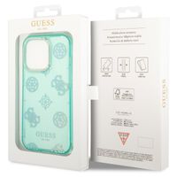 Guess Peony Glitter Backcover iPhone 14 Pro - Turquoise