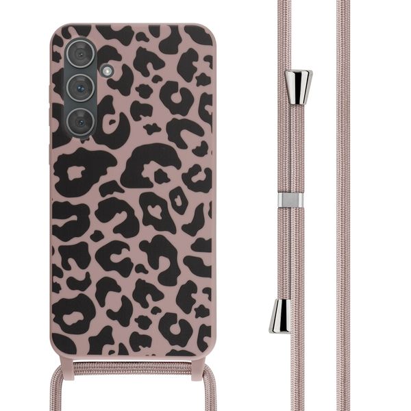 imoshion Siliconen design hoesje met koord Samsung Galaxy A35 - Animal Pink