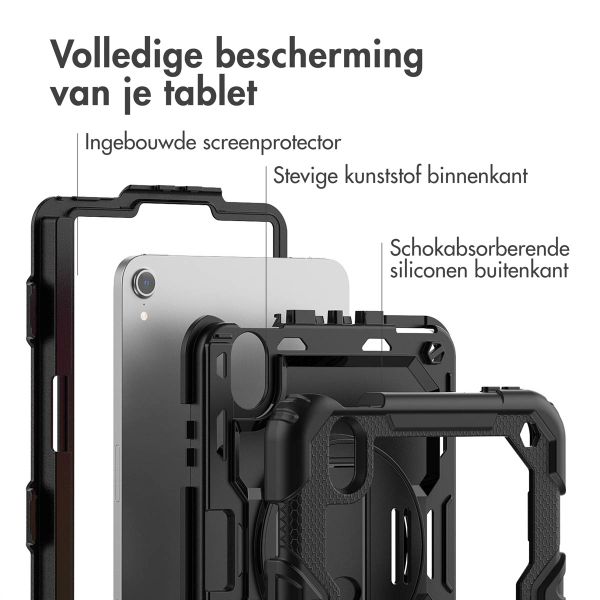 Accezz Rugged Backcover met schouderstrap Apple iPad Mini 7 (2024) / iPad Mini 6 (2021) - Zwart