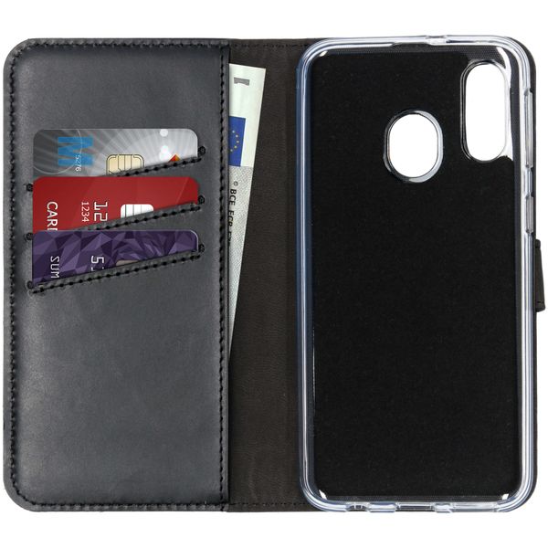 Selencia Echt Leren Bookcase Samsung Galaxy A40 - Zwart