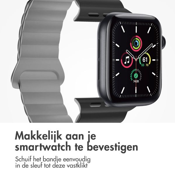 imoshion Siliconen magnetisch bandje Apple Watch Series 1 t/m 9 / SE (38/40/41 mm) | Series 10 (42 mm) - Zwart / Grijs