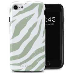 Selencia Vivid Tough Backcover iPhone SE (2022 / 2020) / 8 / 7 / 6(s) - Colorful Zebra Sage Green