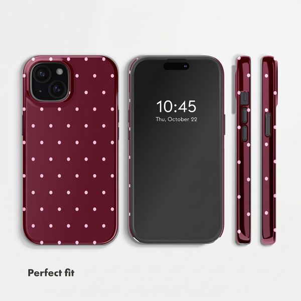 Selencia Vivid Back Cover Apple iPhone 15 - Happy Dots Burgundy