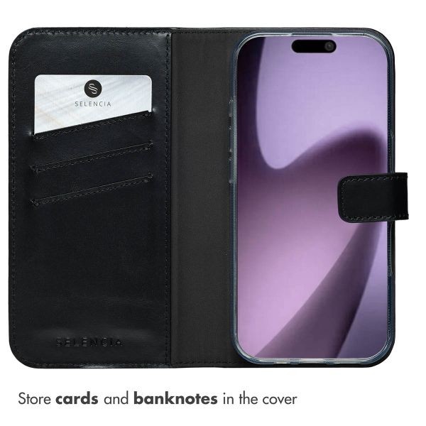 Selencia Genuine Leather Book Case Apple iPhone 17 - Black