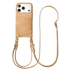 Selencia Nova Croco Phone Case with Cord and Card Holder Apple iPhone 17 Pro - Toasted Almond