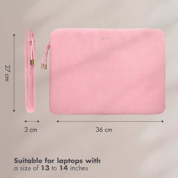 Selencia Corduroy Laptop hoes 13-14 inch - Laptopsleeve - Soft Blush