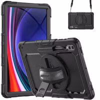 Accezz Rugged Backcover met schouderstrap Samsung Galaxy Tab S10 Ultra / Tab S9 Ultra - Zwart