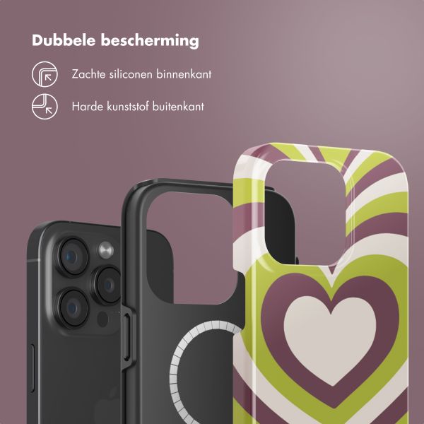 Selencia Vivid Backcover met MagSafe Apple iPhone 15 Pro - Double Hearts Plum Fern
