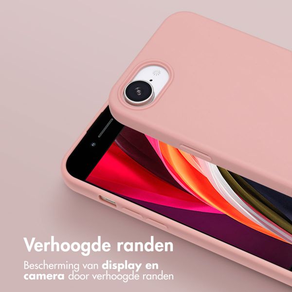 Selencia Siliconen hoesje met afneembaar koord iPhone 16e - Sand Pink