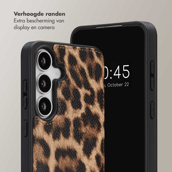 Selencia Nova Telefoonhoes met Koord en Pashouder Samsung Galaxy S25 FE - Leopard