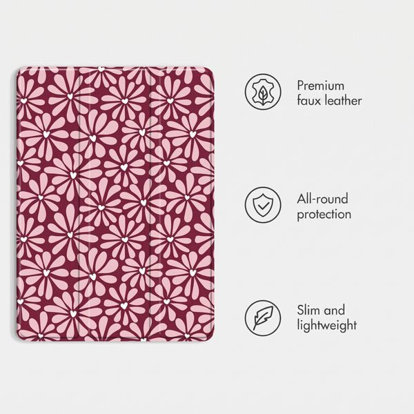 imoshion Design Trifold Case Apple iPad 9 (2021) 10.2 inch / iPad 8 (2020) 10.2 inch / iPad 7 (2019) 10.2 inch - Bloom Love Blush