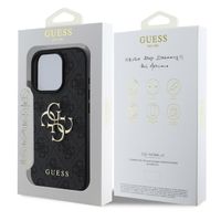 Guess 4G Metal Logo Backcover Apple iPhone 16 Pro - Zwart