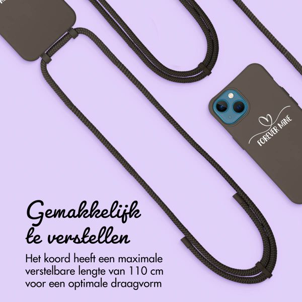 Gepersonaliseerd Color Backcover MagSafe met afneembaar koord en sierlijk hartje  iPhone 13 - Black Cofee