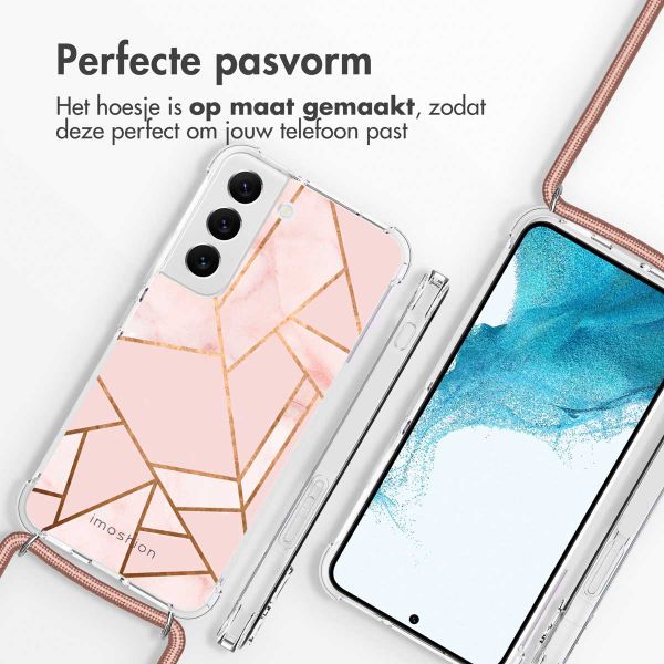 imoshion Design hoesje met koord Samsung Galaxy S22 - Grafisch Koper - Roze / Goud