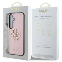 Guess 4G Metal Logo Saffiano Backcover Samsung Galaxy S25 - Roze