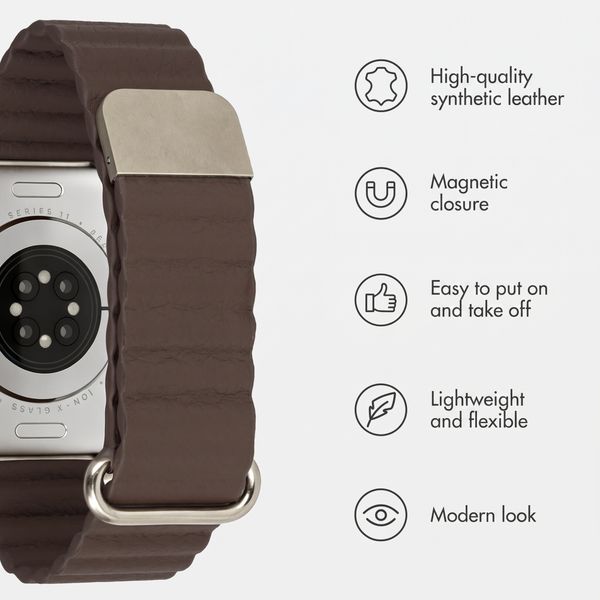 imoshion Magnetic Faux Leather Band Apple Watch | 38/40/41/42 mm - Dark Brown