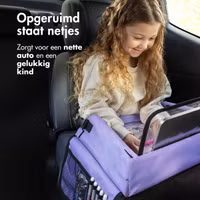 imoshion Reistafel - tablethouder auto - 7 opbergvakken - inclusief 2 kleurplaten - Paars