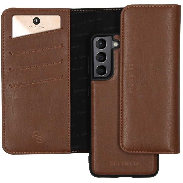 Selencia Uitneembare Vegan Lederen Clutch Galaxy S21 - Bruin