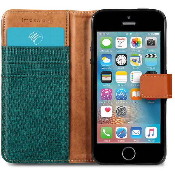 imoshion Luxe Canvas Bookcase iPhone SE / 5 / 5s - Groen