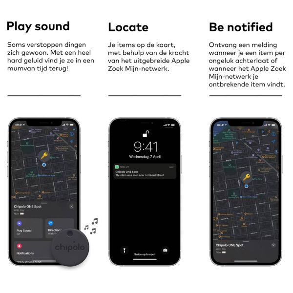 Chipolo ONE Spot - Bluetooth tracker voor iOS - 1 pack - Zwart