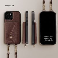Selencia Sera Phone Case with Cord and Envelope Card Holder Apple iPhone 15 - Chocolate Brown
