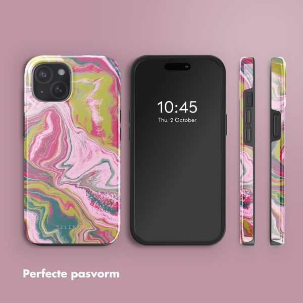 Selencia Vivid Tough Backcover met MagSafe iPhone 15 - Marble Pink