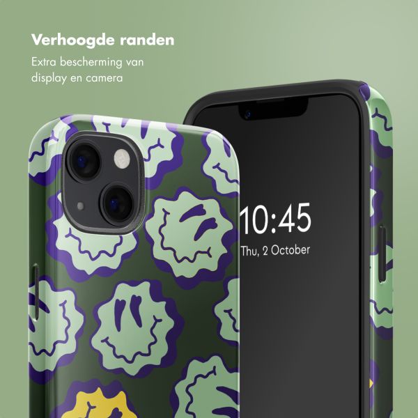 Selencia Vivid Backcover met MagSafe Apple iPhone 13 - Wavy Smiley Green