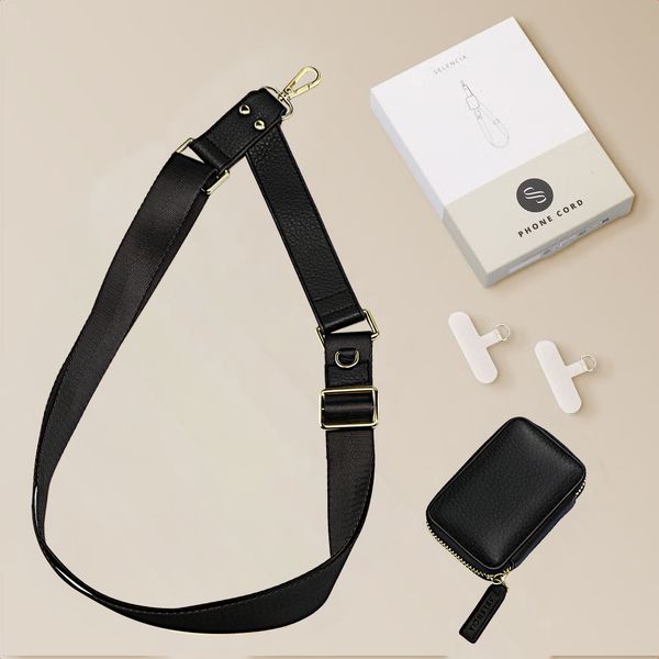 Selencia Telefoonkoord met Klein Tasje - Midnight Black