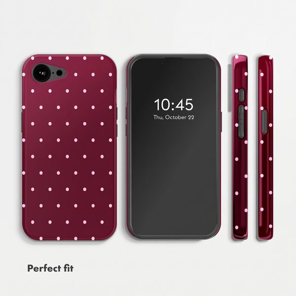Selencia Vivid Back Cover with MagSafe Apple iPhone 17e / 16e - Happy Dots Burgundy