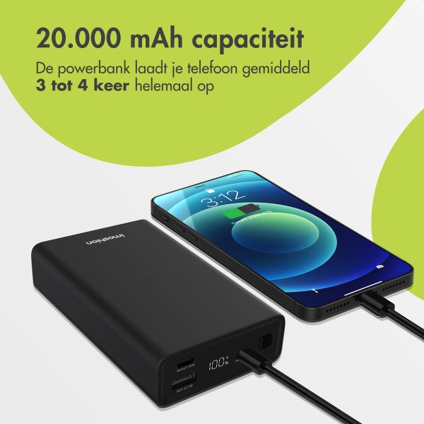 imoshion Ultra Series Aluminium | Powerbank 20.000 mAh - Snelladen tot 33 watt - Black