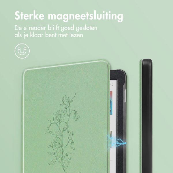 imoshion Design Slim Hard Case Bookcase Kobo Clara Colour / BW - Floral Green