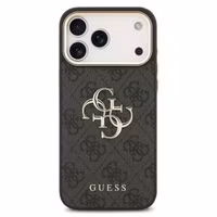 Guess 4G Metal Logo Backcover Apple iPhone 17 Pro - Gold Edge - Black