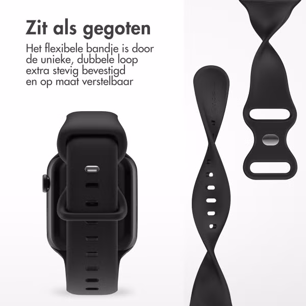 imoshion Siliconen⁺ bandje Apple Watch Series 1 t/m 11 / SE / Ultra (44/45/46/49 mm) - Maat M/L - Zwart