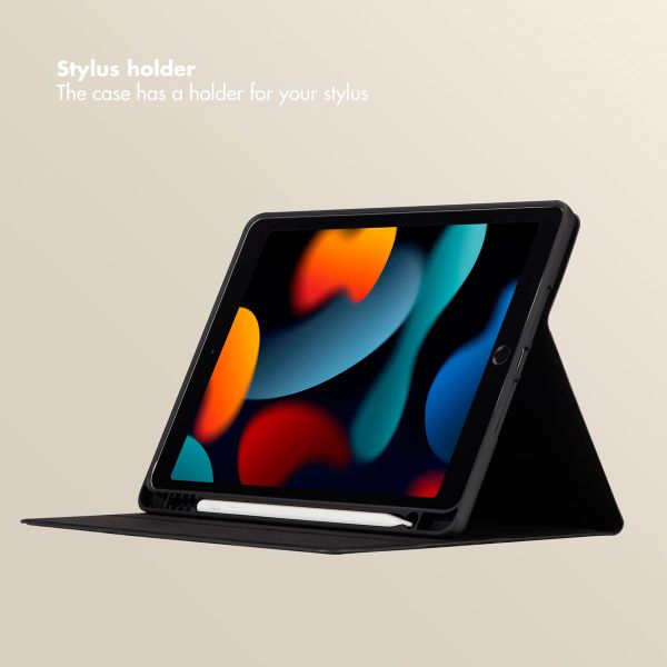 Selencia Sabi Bookcase with Leopard Print Apple iPad 9 (2021) 10.2 inch / iPad 8 (2020) 10.2 inch / iPad 7 (2019) 10.2 inch - Midnight Black