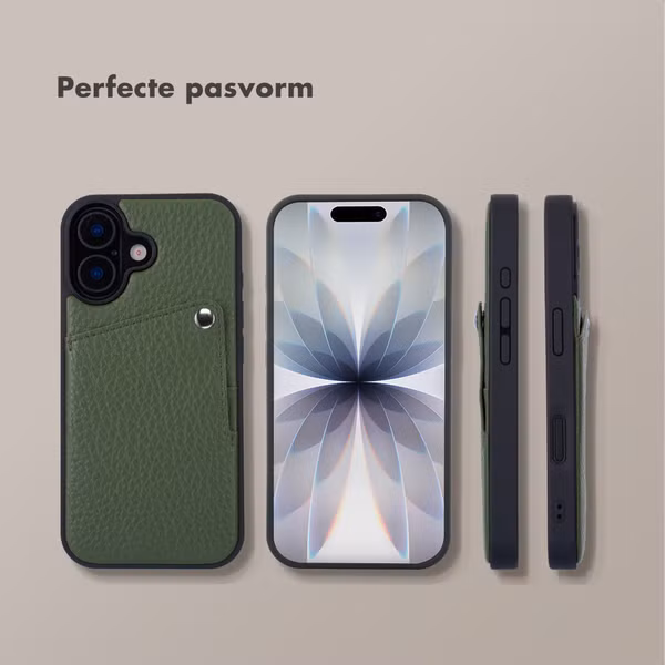 Selencia Riva Backcover met Pashouder Apple iPhone 17 - Sage Green