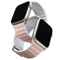 Uniq Revix Premium Edition dubbelzijdig bandje Apple Watch Series 1 t/m 9 / SE (38/40/41 mm) | Series 10 (42 mm) - White/Blush Pink