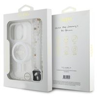 Guess MagSafe IML Glitter Case met beads strap Apple iPhone 16 Pro Max - Transparent