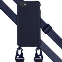 Selencia Siliconen hoesje met afneembaar koord Apple iPhone SE (2022 / 2020) / 8 / 7 - Donkerblauw