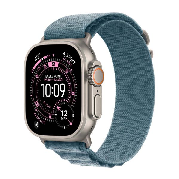 Apple Alpine Loop Band Apple Watch Series 1 - 11 / SE / Ultra (44/45/46/49 mm) - Maat S - Light Blue / Natural Titanium
