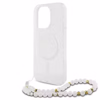 Guess MagSafe IML Glitter Case met beads strap Apple iPhone 16 Pro - Transparent