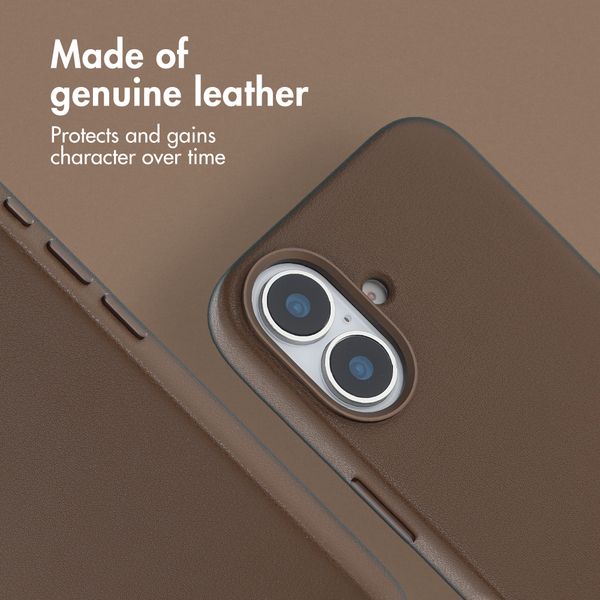Accezz Leather Back Cover with MagSafe Apple iPhone 16 - Coffee Brown