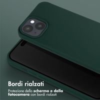 Selencia Siliconen hoesje met afneembaar koord Apple iPhone 15 - Donkergroen