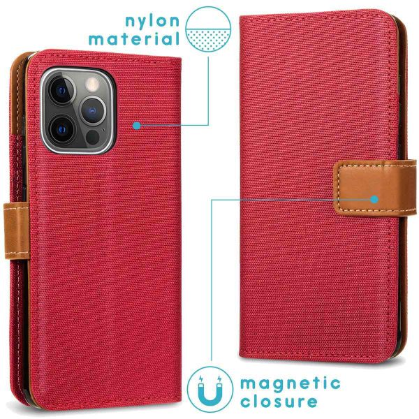 imoshion Luxe Canvas Bookcase iPhone 13 Pro - Rood